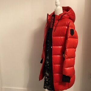 Rudsak poppy red full length coat style Malia